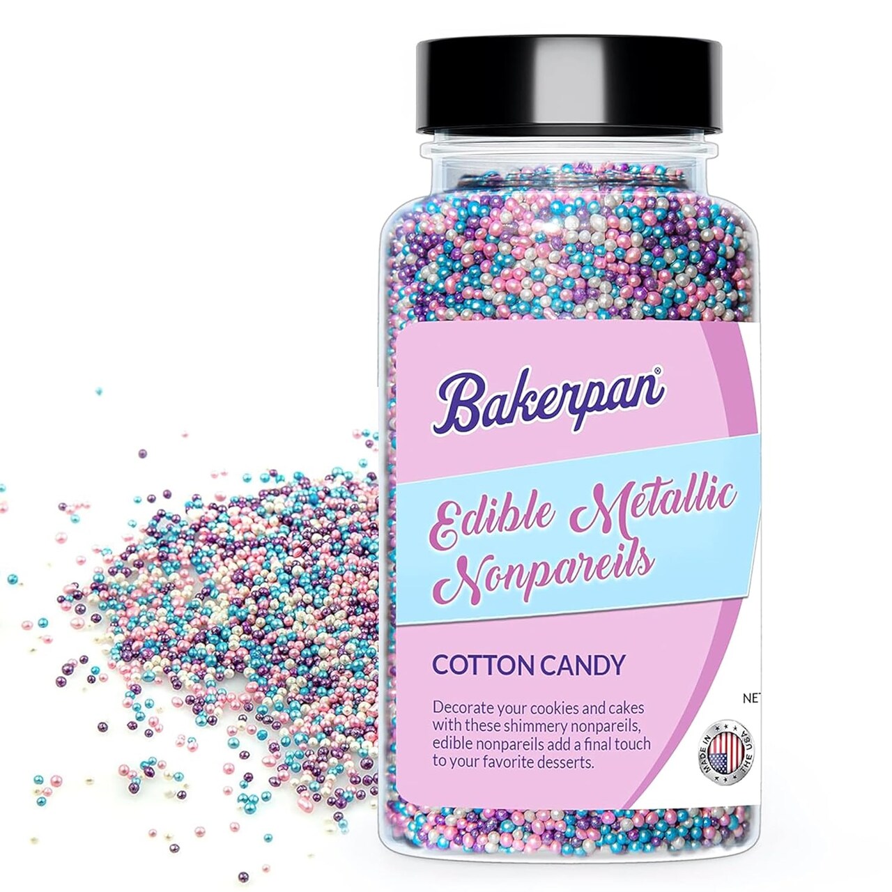 Edible Pastel Colors Nonpareils Sprinkles for Cupcakes, Pastel Sprinkles Edible for Cake Decorating - 5.1 Ounces (Made in USA)